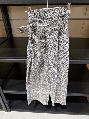 Rebecca Taylor Black and White Floral Wide Leg Pants